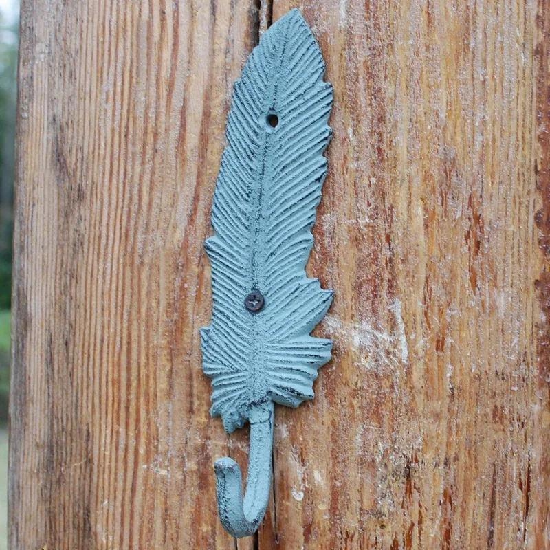 Feather Shape Single Three Hooks European Retro Style Originality Decorative Hooks Metal Iron Art Clothes Hat Key Wall Hooks