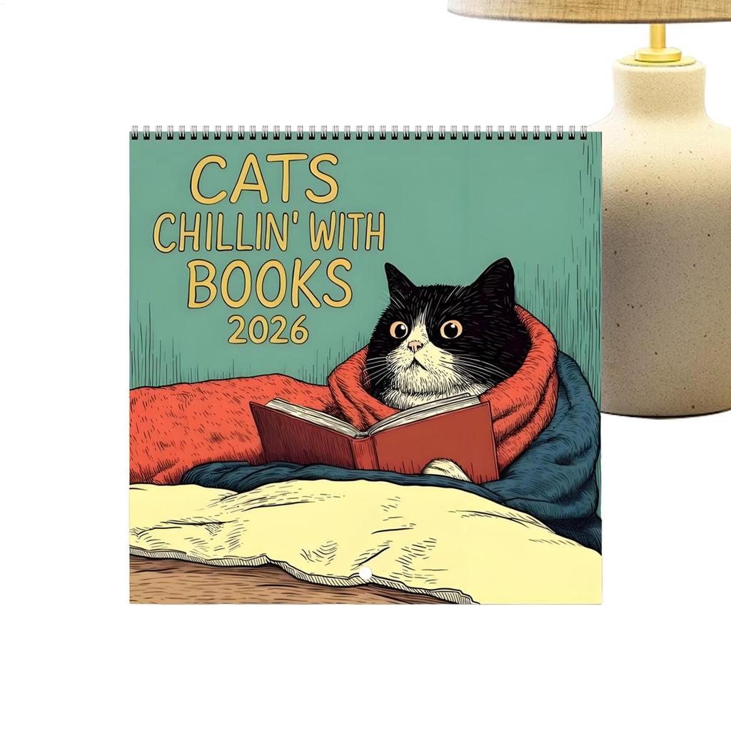 2026 12-month Wall Calendar Hangable Cats Design Family Schedule Planner Organizer Calendar for Bedroom Home Office Decor