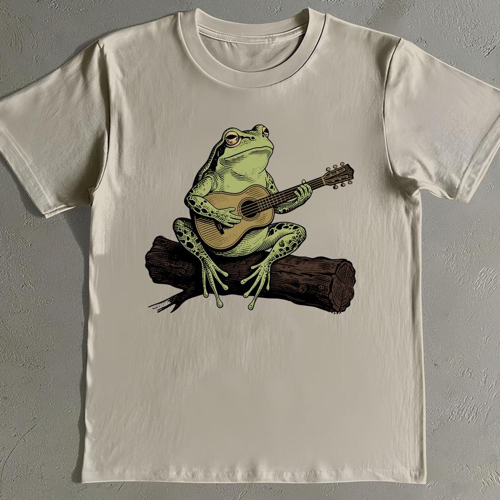 Frog Playing Guitar Shirt - Funny Cottagecore Toad Tee - Retro Nature Lover Gift