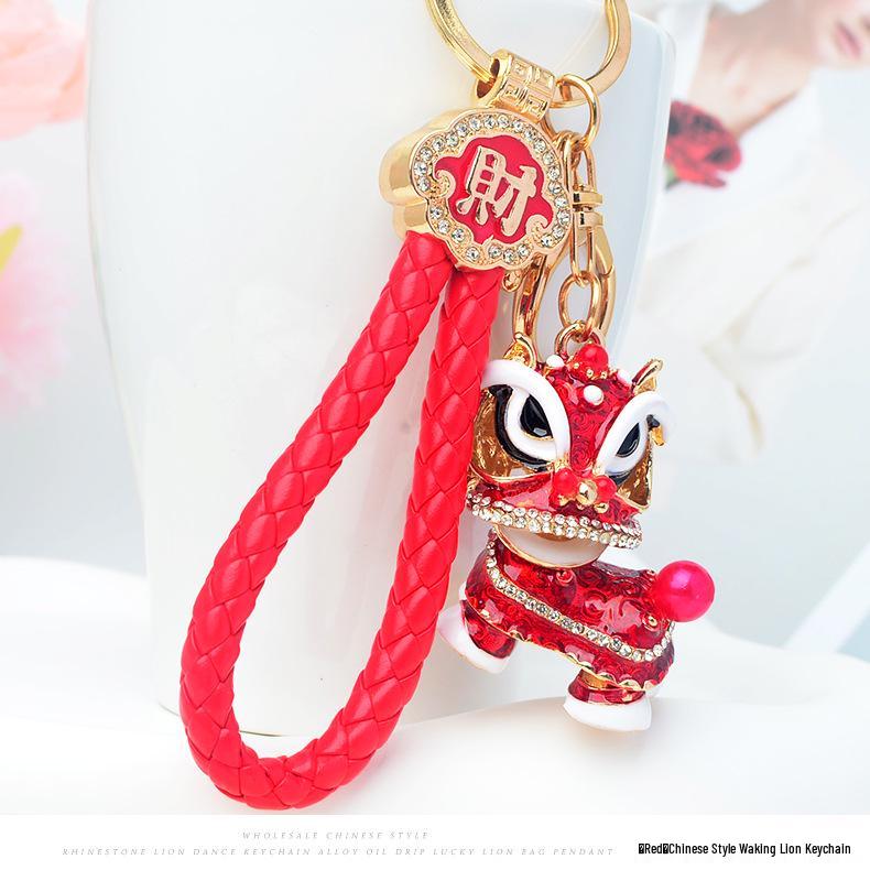 Chinese Lion Dance Keychain - Traditional Style Lion Charm