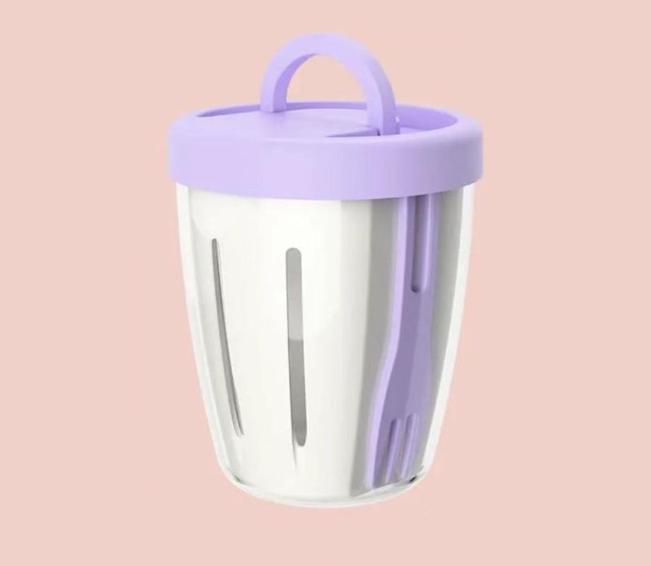 Portable Leak Proof Fruit Cup With Fork, Large Capacity Salad Container For Picnic, Travel, And Office, BPA Free Food Storage Bowl