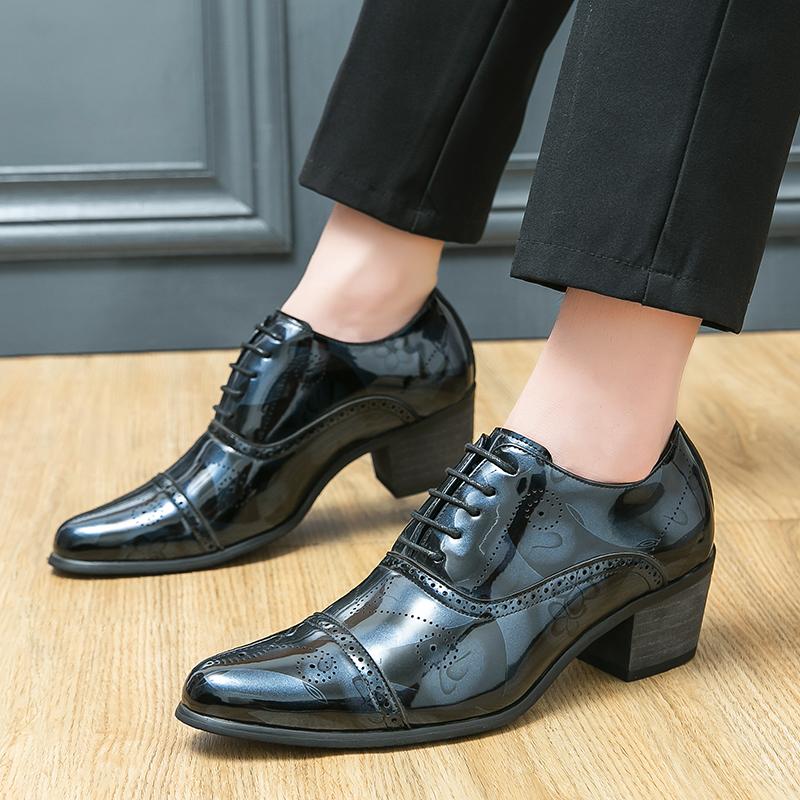 Fashion Men Dress Shoes Lace Up Pattern Men Formal Offince Business Shoes Leather Luxury Fashion Oxfords Groom Wedding Shoes Men