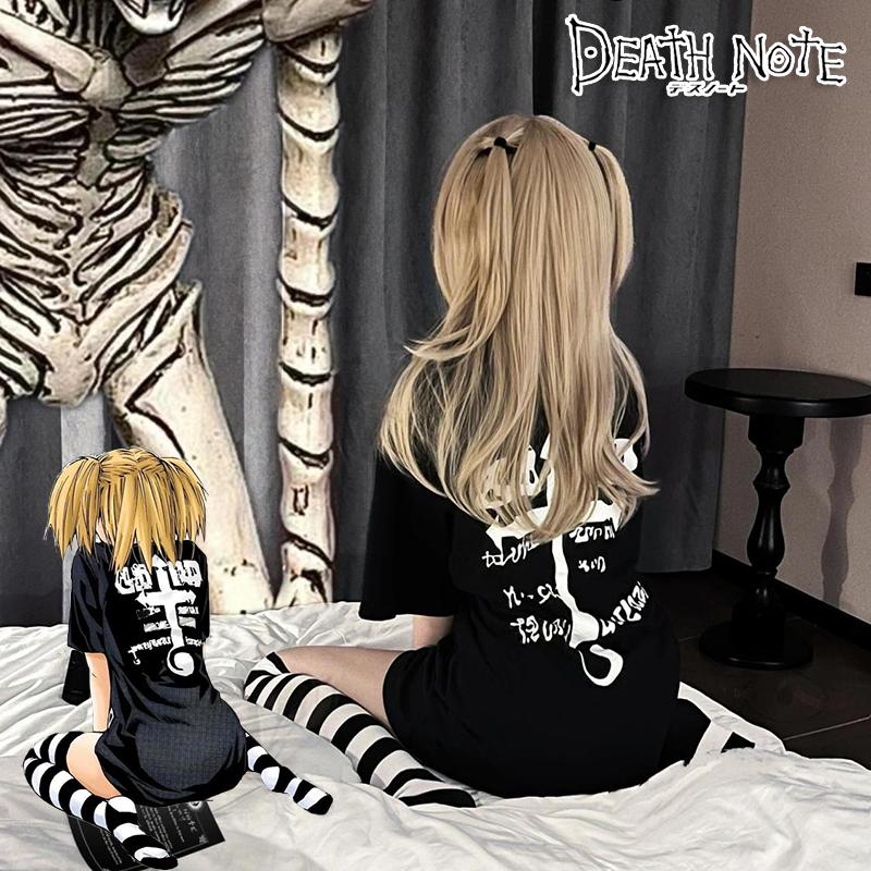 Anime DEATH NOTE MisaMisa Cosplay Costume Adult Women T-shirt Knee Over Striped Socks Y2k Casual Top Halloween Outfits
