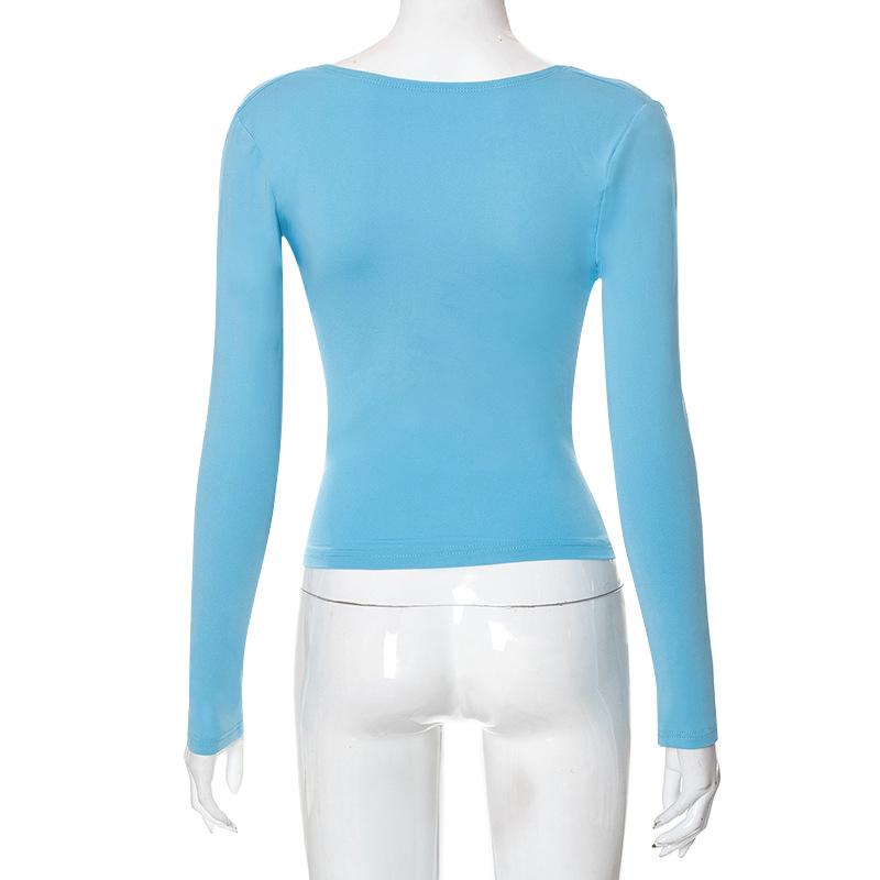 GMXIA Women's Autumn Solid Color Reversible Two-wear Small Top Woman