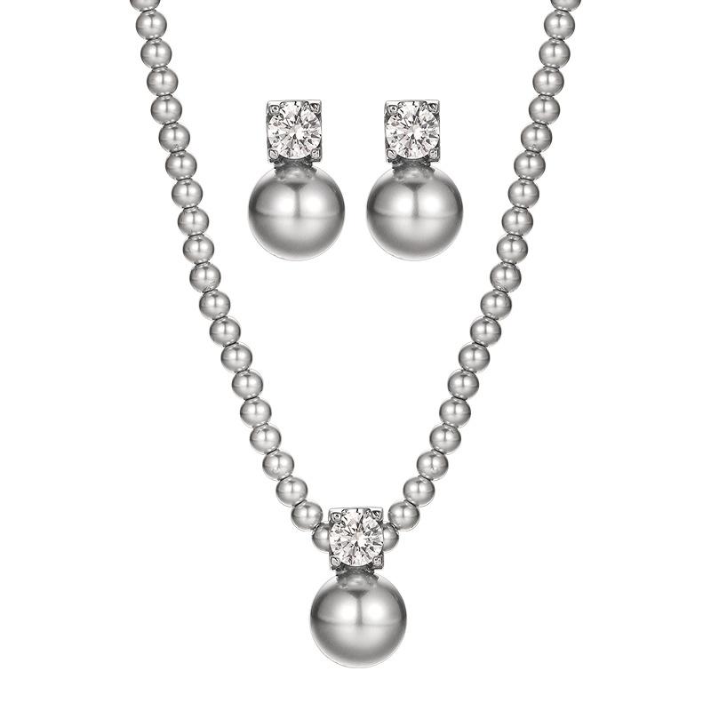 Schmuck Schmuck Perlen Set High-End Zirkon Prinzessin Diana Mit Halskette Ohrringe Damen