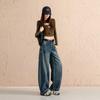 American Retro Curved Blade Jeans: Women's 2026 Spring/Autumn Wide Leg Scythe Pants