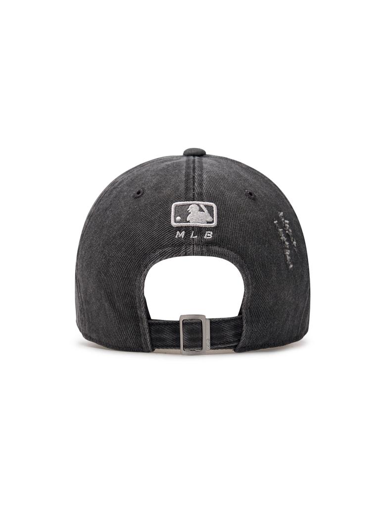 Emelbi Damaged Washed Unstructured Ball Cap Ny (Charcoal Grey)