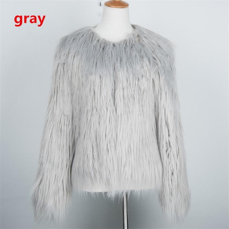 Women's Long Haired Faux Fur Coat White Open Front Jacket Warm Winter Outerwear