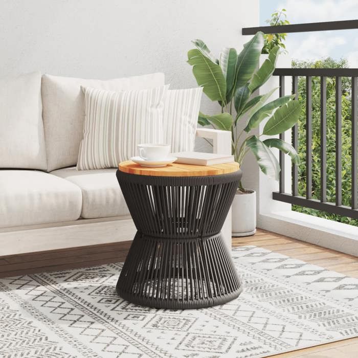 VidaXL Table basse avec base en fil de fer noir bois d'acacia massif, table latérale, table de salon, table d'accent, bout 365637