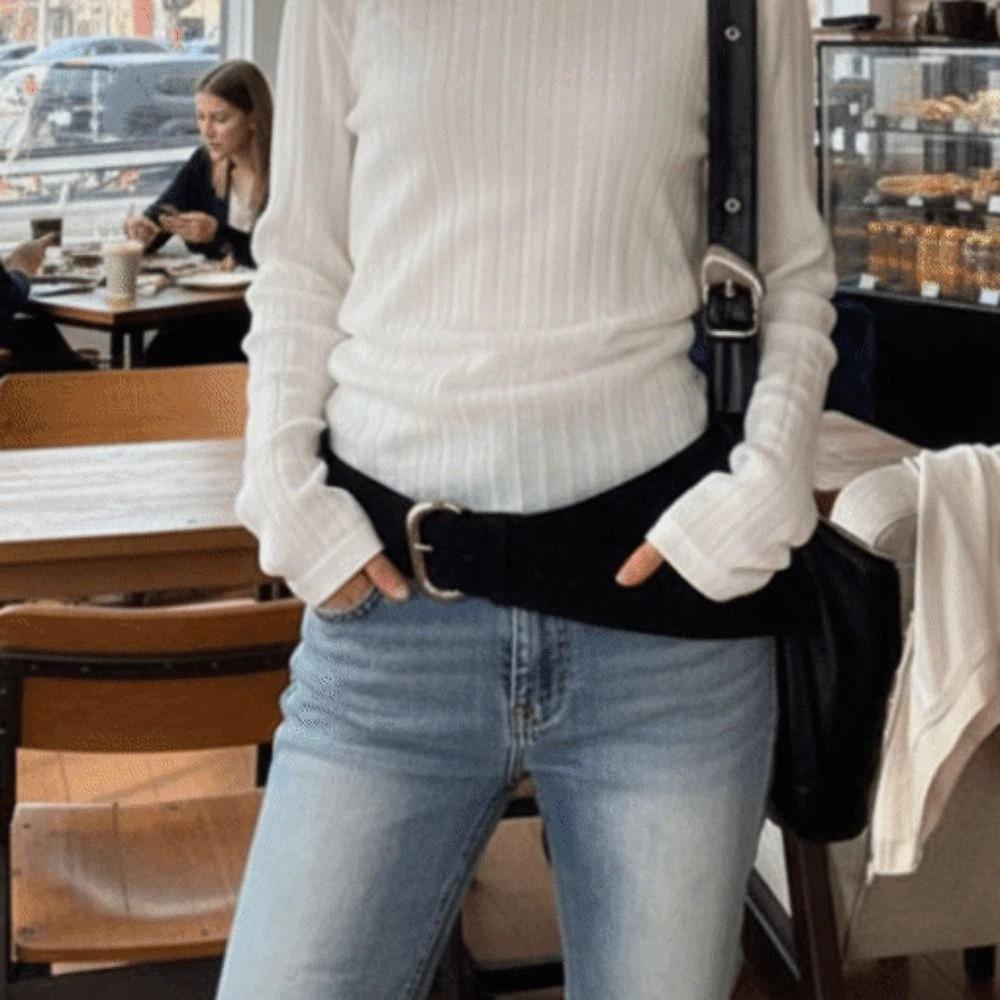 Suede Women Wide Belt Jeans Girdle Western Cowboy Belt Simple Waistband  Girl