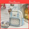 Fashionable Star Patterned Student Backpack With Transparent Compartment For Daily Use
