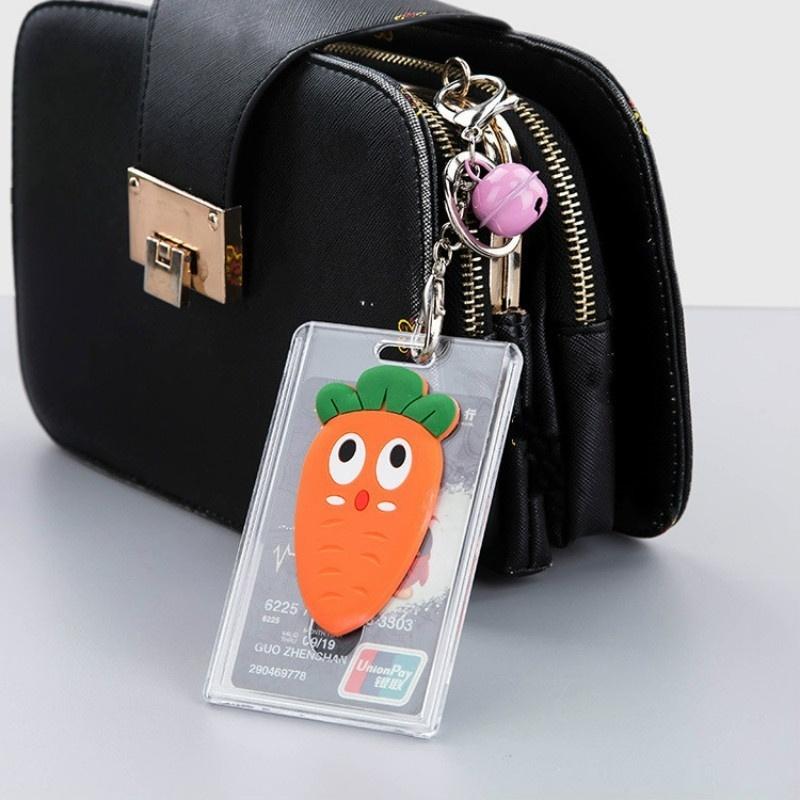Creative Cartoon Carrot Printing Transparent Acrylic Card Holders Kawaii Students Bus Metro Card Hold