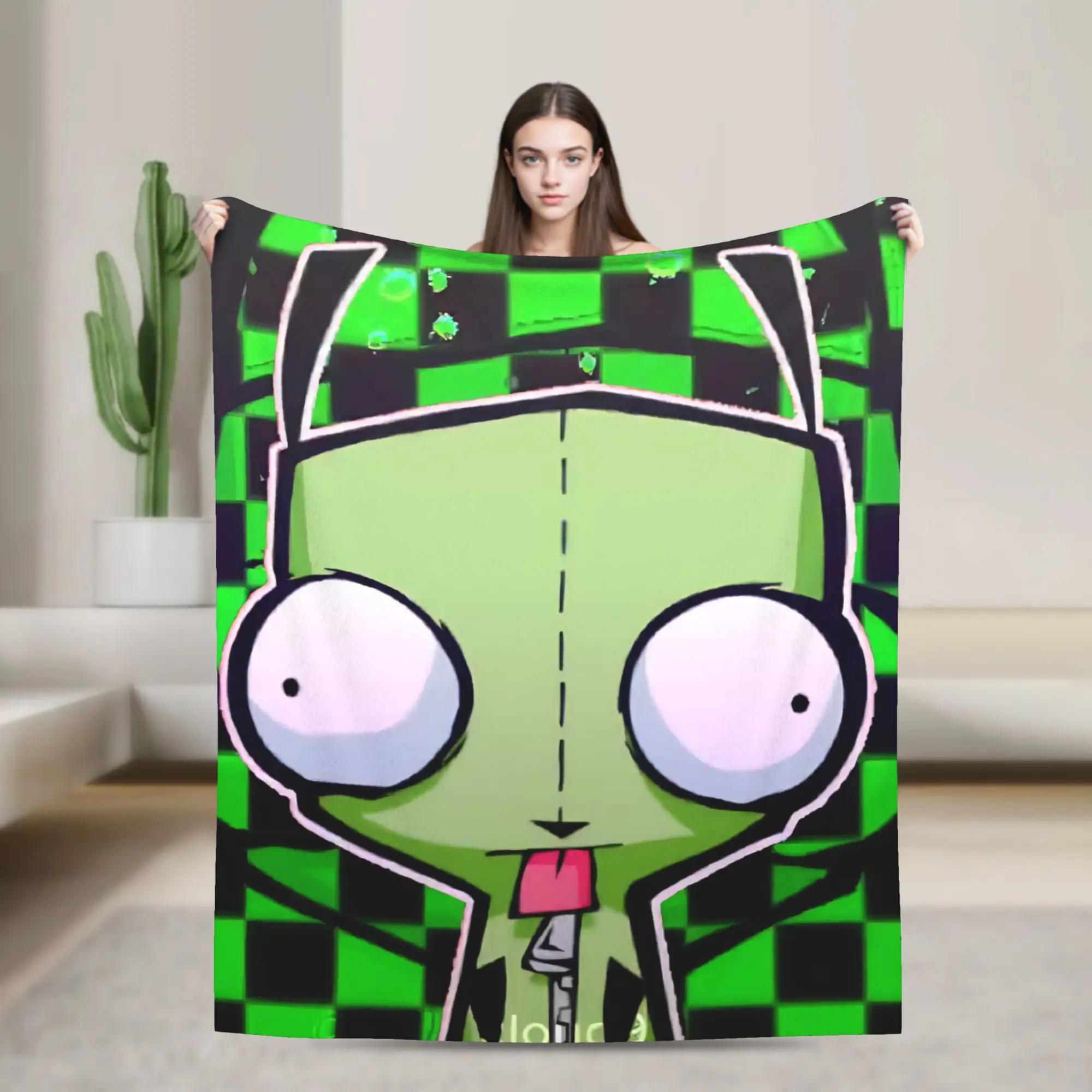 Invader Zim Cartoon Blanket High Quality Warm Throw Blanket for Autumn Camping Couch Chair Comfortable Bedspread 100x150cm