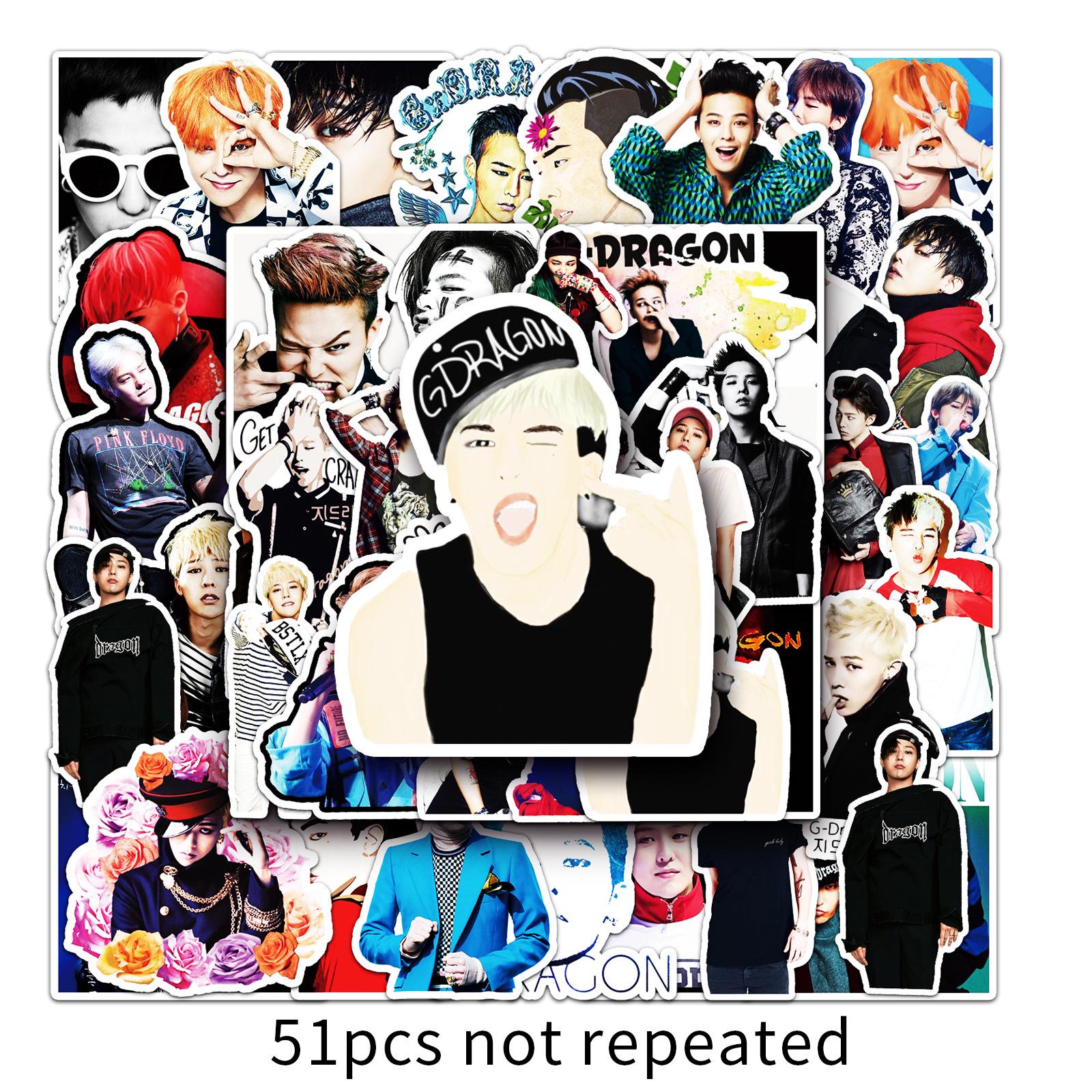 51-Piece G-Dragon Graffiti Waterproof Stickers Set for DIY Phone Cases & Suitcases
