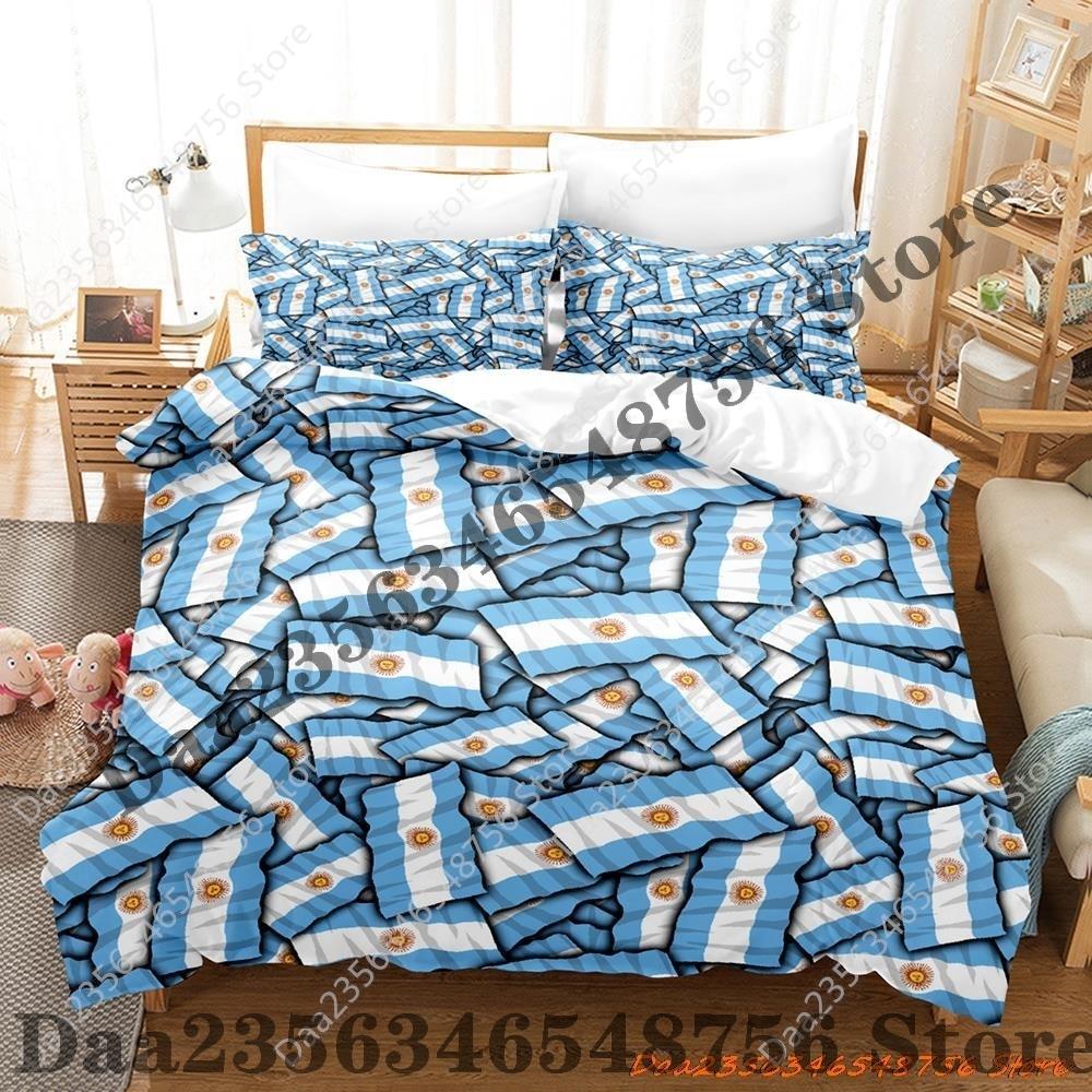 Kpop Cool Argentina Flag Bedding Set Single Twin Full Queen King Size Bed Set Adult Kid Bedroom Duvetcover Sets 3D Print Bed She