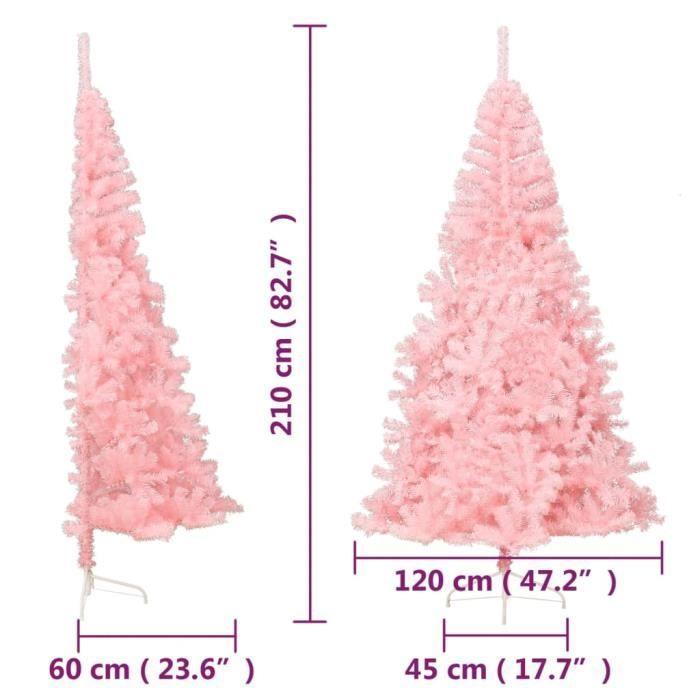 VidaXL Demi sapin de Noël artificiel avec support Rose 210 cm PVC 344673