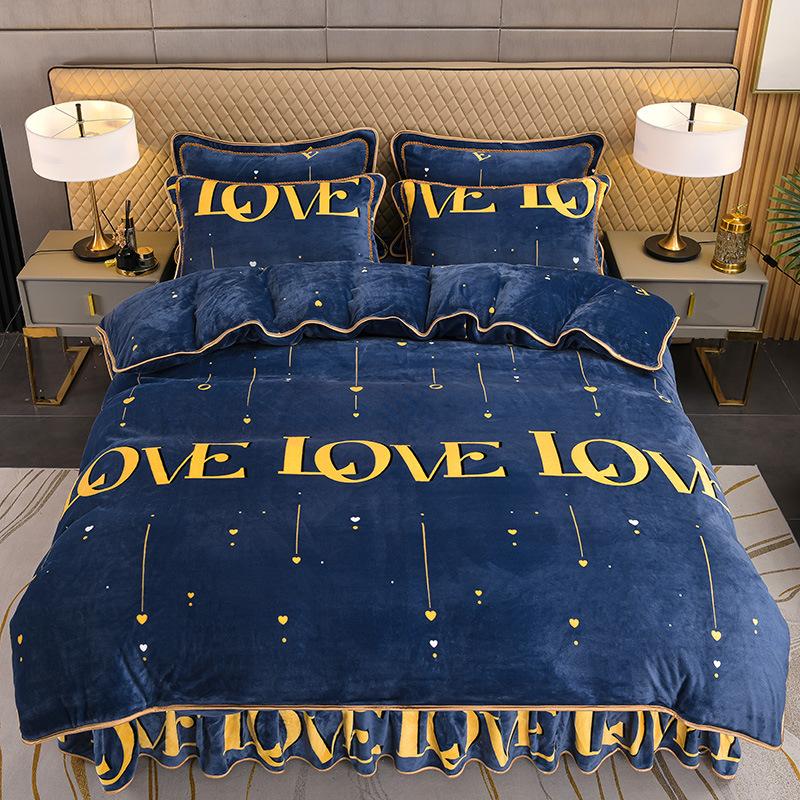 

Антистатический молочный флисовый пододеяльник из четырех частей, теплый пододеяльник из четырех частей 1.2m bed skirt