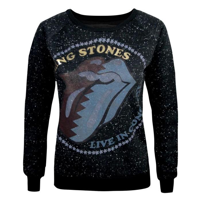 Amplified Sudadera para mujer con estampado en zigzag de The Rolling Stones S negro