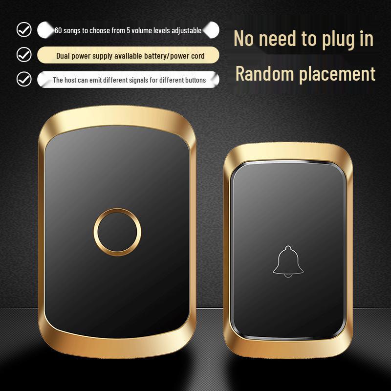 Battery-Powered Wireless Doorbell for Home, No Plug-In Required, Ding Dong Bell Pager