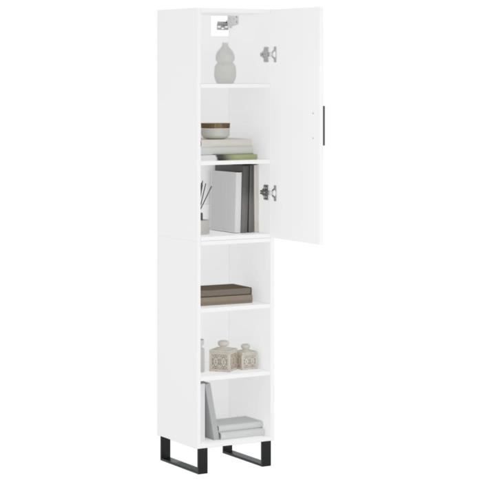 VidaXL Buffet haut Blanc 34,5x34x180 cm Bois d'ingénierie 3199001