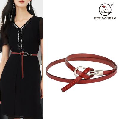 Cowhide Belt Women's Belt Fashionable and Versatile Genuine Leather Thin Belt Thin Decoration with Sweater Skirt Waist