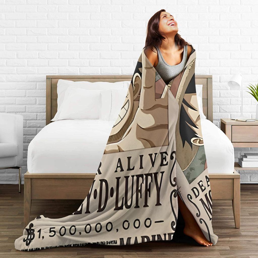 Luffy Anime  Velvet Throw Blanket Luffy  Blanket for Home Travel Lightweight Plush Thin Quilt,
