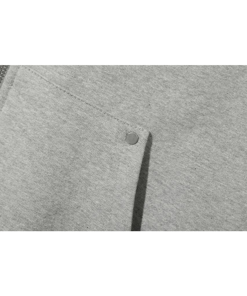 Basemoment Rivet Crop Zip-Up Hoodie (Heavyweight) Melange Grey
