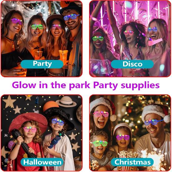 40 Pack Led Glasses,Light Up Glasses,Glow Glasses Glow In The Dark Party Supplies Suitable For Kids/Adults, Rave neon Flashing Party For Birthday