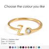 EMANCO Birthstone Initial Custom Ring Open End Ring Stainless Steel Name Custom Jewelry Women's Ring