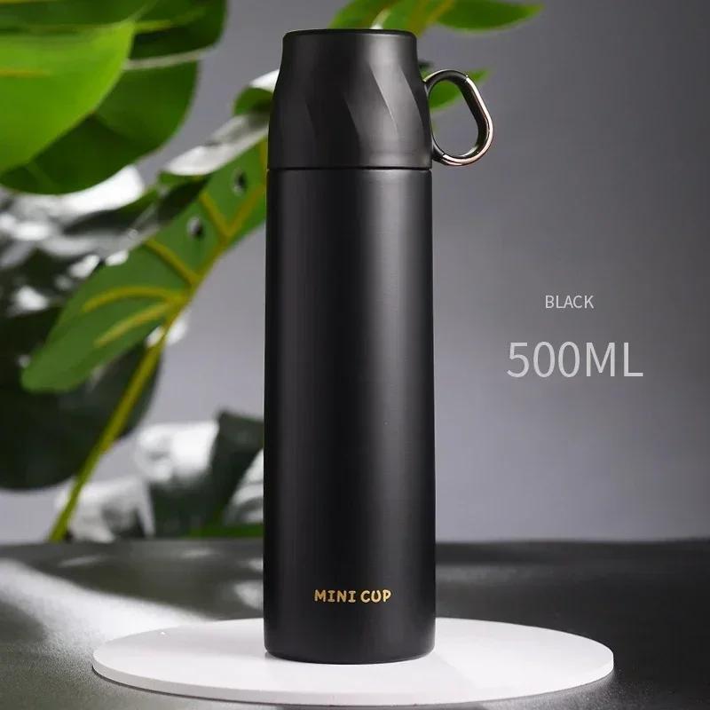 500ML Stainless Steel Thermos Cup Hot Coffee Vacuum Thermal Water Bottle Portable High-capacity Household Office Travel Tea Cups