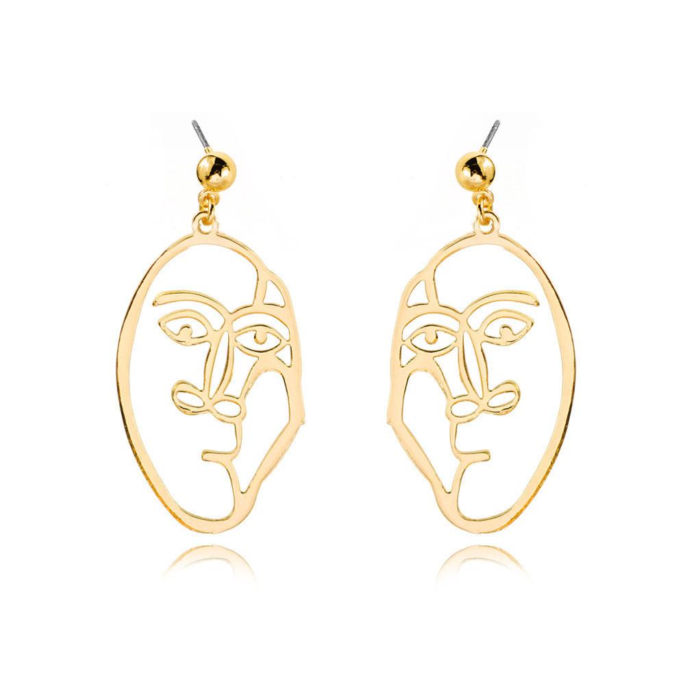 Alloy Face Elegant Earrings For Women Modern Cartoon Expression Design Jewelry