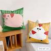 Kawaii Cat Animals Cushion Cover Soft Plush Fabric DoubleSided Printed Cushion Covers for All Seasons Modern HomeDecor Gift