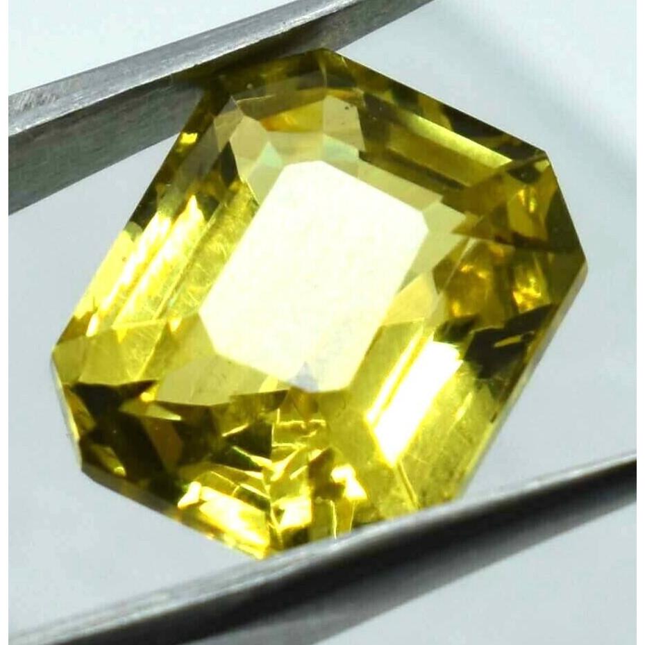 NATURAL Yellow Ceylon Sapphire Emerald Shape 9.00 Ct CERTIFIED Loose Gemstone