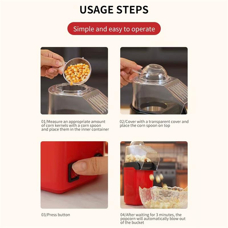 Hot Air Popcorn Maker Automatic Popcorn Machine Household Small Corn Harvester Popcorn Machine: European standard/British Standard