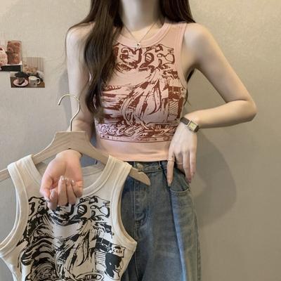 Women's Summer Vest, Fashionable Daily Summer T-shirt, Outdoor Clothing, Retro Women's Clothing, Slim Fit Women's Top