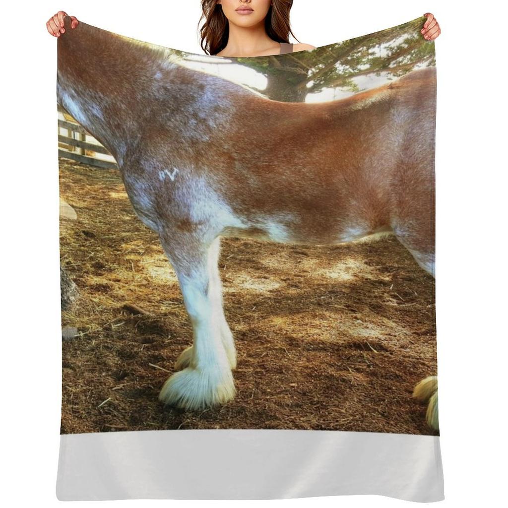 Brown Mottled Clydesdale Horse Throw Blanket Soft Plaid Travel Sofa Quilt Beach Blankets