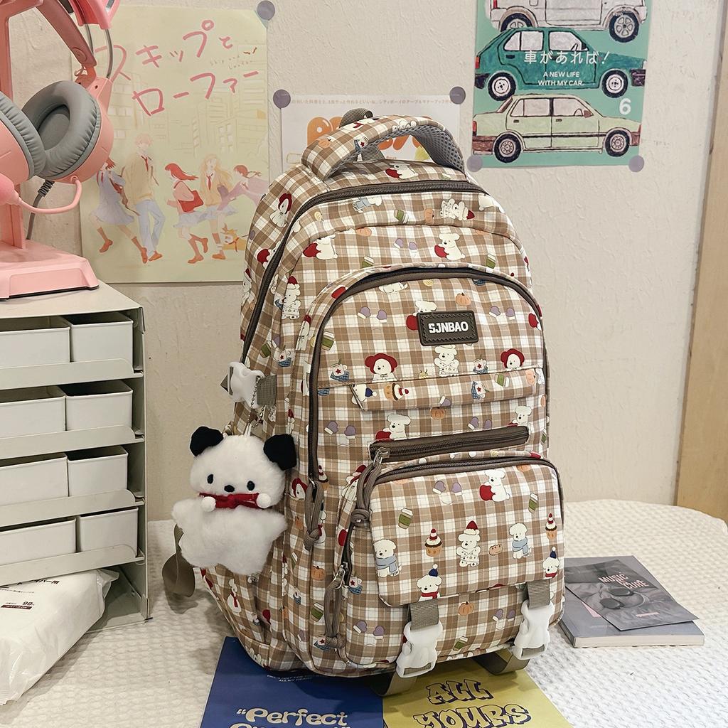 Schoolbag high-value backpack college student cute cartoon printed schoolbag junior high school student sweet large-capacity versatile backpack