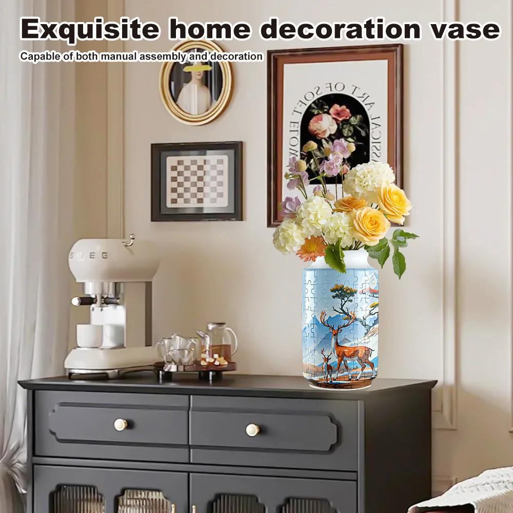 Non-Toxic 3D Flower Vase Puzzle Panda Porcelain Design Made Plastic Home Decoration And Flower Arrangement Housewarming Kids Toys Gifts