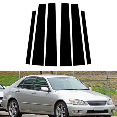 6 Stück Passend für Lexus IS 1999-2005 Glänzend Schwarz Autotür Fenster Mittelsäule Mitte BC Säule Pfostenabdeckung Spiegeleffekt Zierleiste