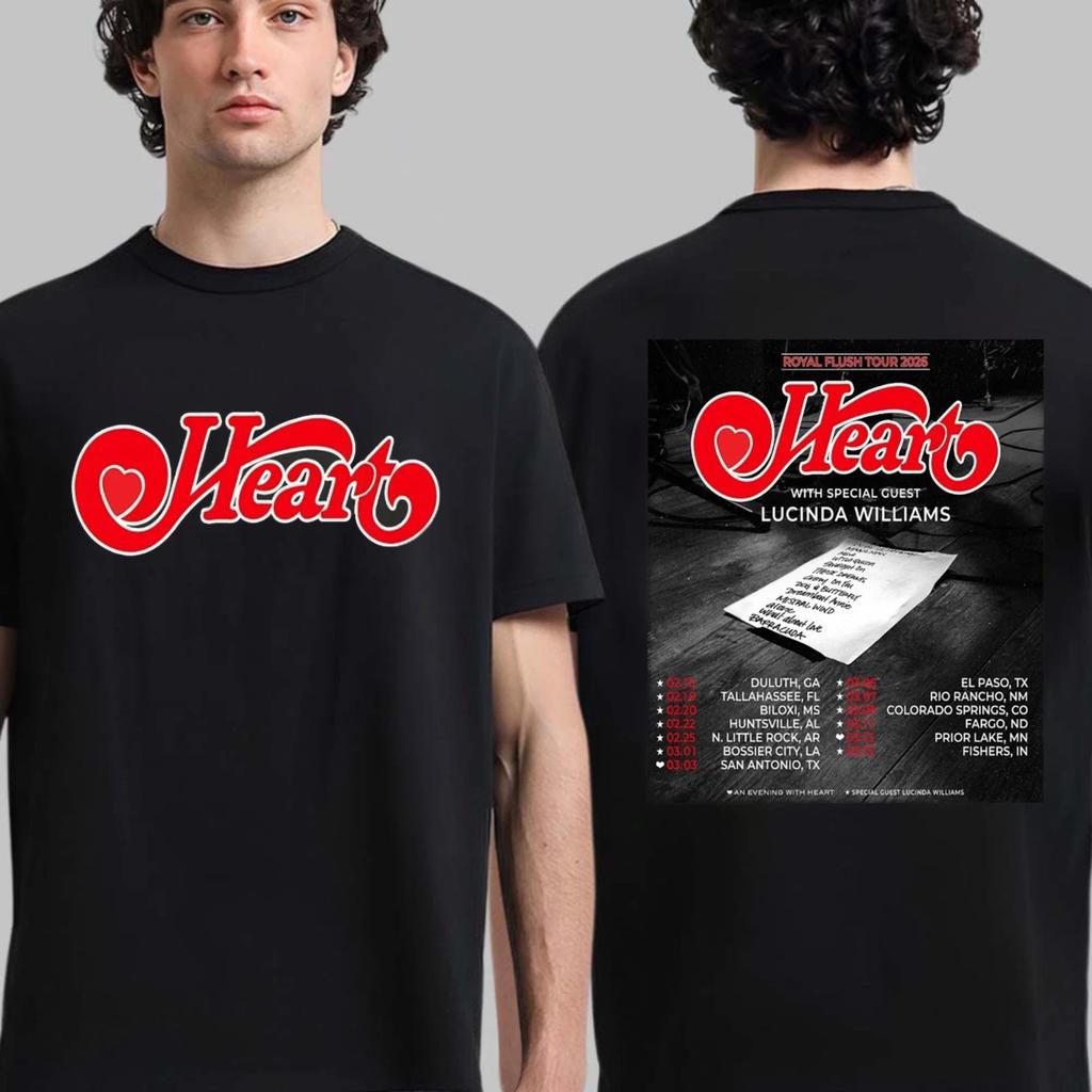 Heart Winter 2026 USA Tour Concert ShortSleeved Comfortable Breathable Tshirt Suitable for Fans To Wear Y2k Ins