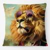 Federa per Cuscino con Stampa Floreale Pop Animale Leopardo Leone Con Occhiali da Sole
