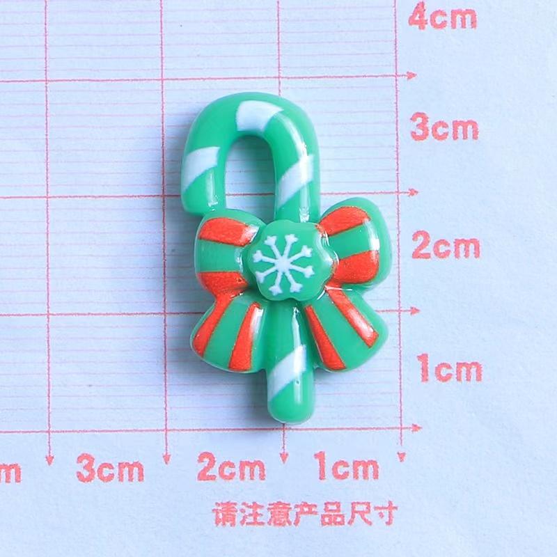 10PCS Resin Kawaii Colorful Gingerbread Man Snowman Bells Trees Flat Back Cartoon Christmas Figurines Scrapbook DIY Decor Crafts