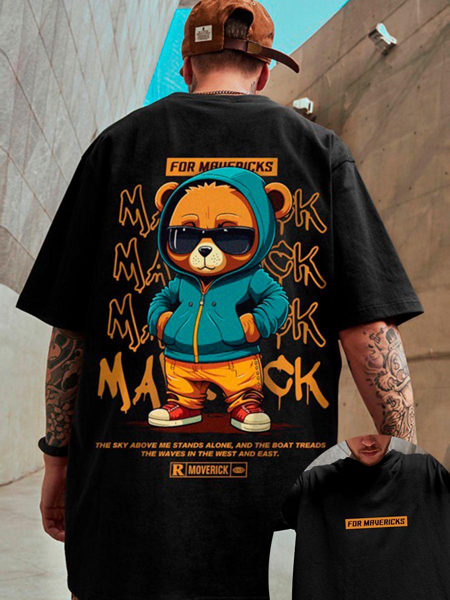 

Уличная Hip Hop футболка с принтом медведя Мужская Женская Повседневная Свободная Большемерная С коротким рукавом Унисекс Одежда с коротким рукавом Мужская Женская 4XL