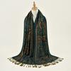 New Cashew Flower Embroidered Ethnic Style Polyester Long Scarf Classic Versatile Jacquard Tassel Women's Shawl Scarf