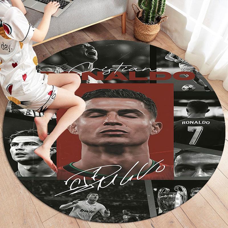 CR7 Round Area Rug,Carpet Rug for Living Room Bedroom Sofa Playroom Decor,Non-slip Floor Mat