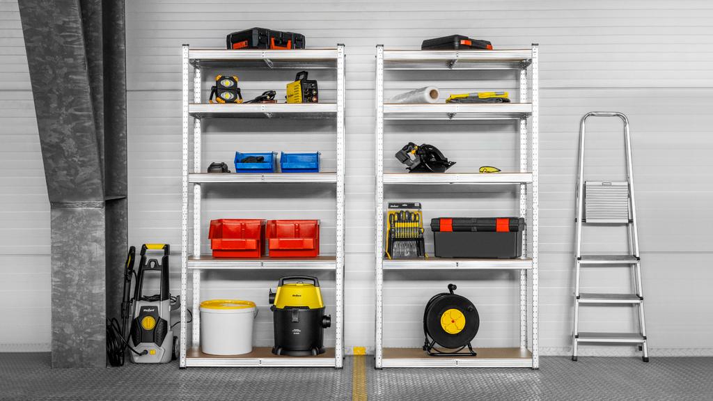 Rebel 2-in-1 metal storage rack, 5 shelves, garage, 180x90x40cm, 750kg
