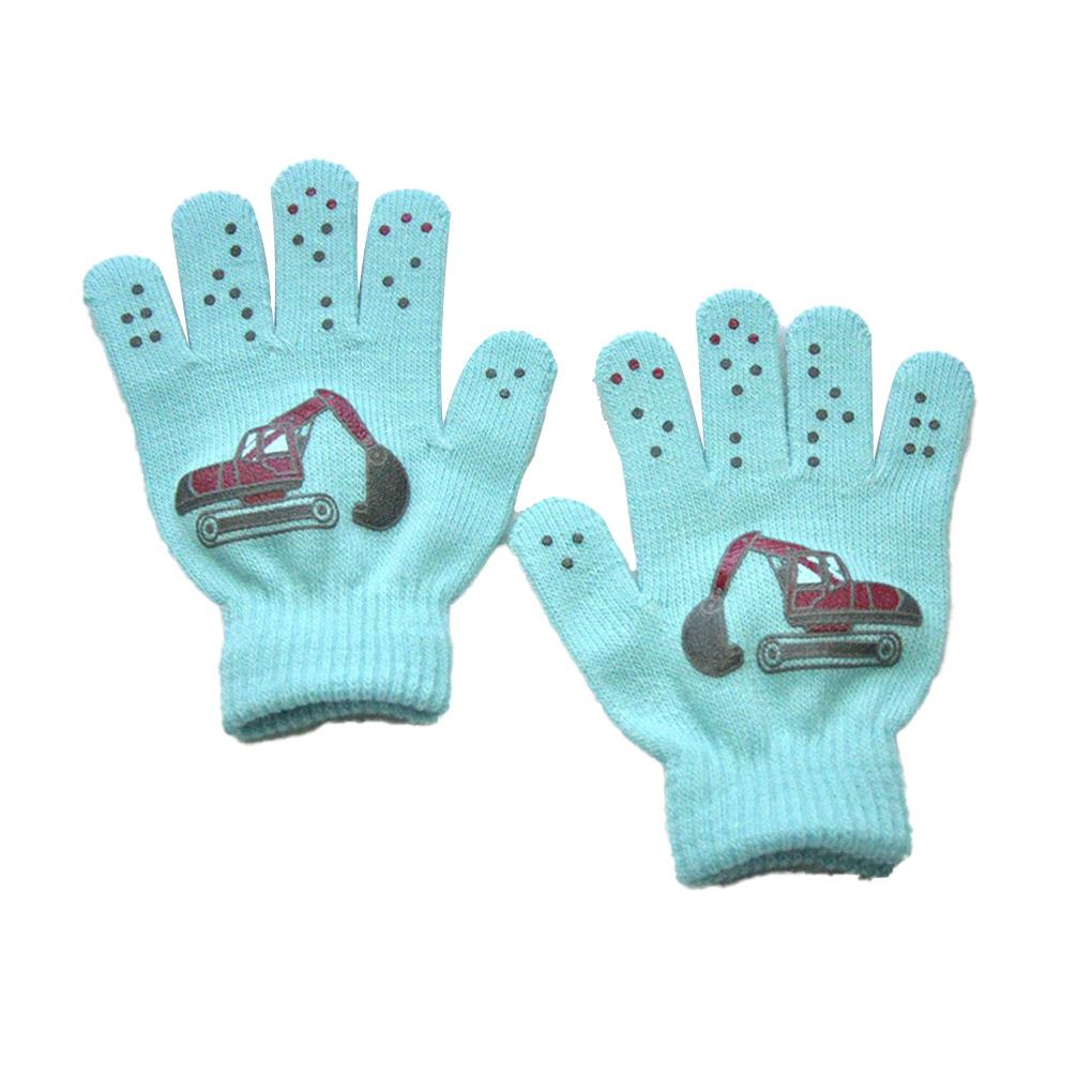 1 Pair Toddler Gloves Simple Clothes Accessory Finger Warmer Hand Warming Cover Car Pattern Knitted Kid Glove for Outdoor