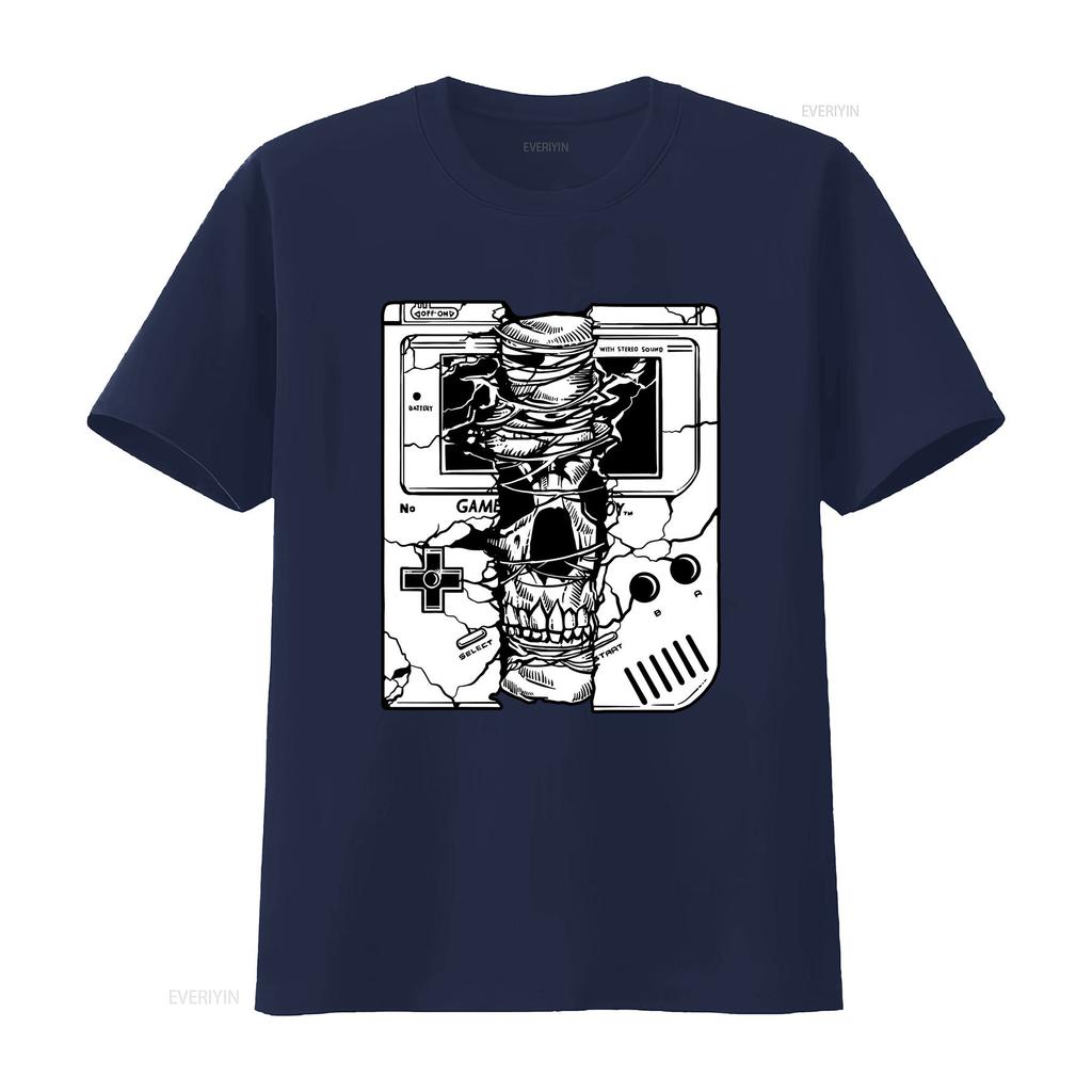 Cotton T shirt Gameboy Skull vintage Washed Soft Unisex fashion Stylish Comfortable Versatile Slightly Stretched homme