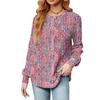 Fashionable Women's Long Sleeved Retro Printed Lightweight Sweater With Loose Round Neck Top