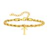 Vnox Braccialetti con Lettere A-Z per Uomo, Braccialetto a Catena Intrecciata in Acciaio Inossidabile Placcato Oro, Classico Braccialetto con Nome Regalo per Lui